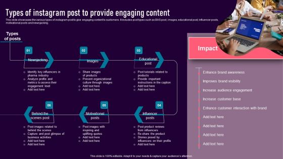 Types Of Instagram Post To Provide Engaging Content Background PDF