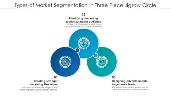 Types Of Market Segmentation In Three Piece Jigsaw Circle Portrait PDF