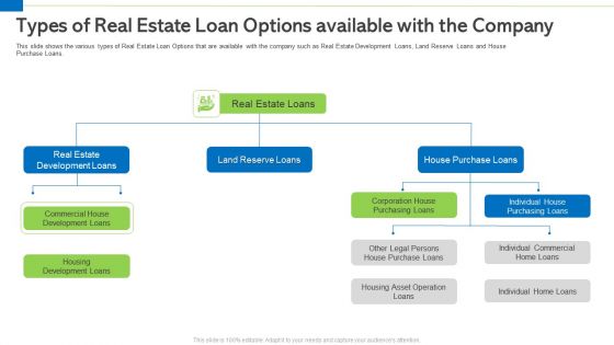 Types Of Real Estate Loan Options Available With The Company Graphics PDF