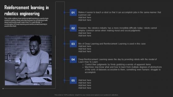 Types Of Reinforcement Learning In ML Reinforcement Learning In Robotics Engineering Slides PDF