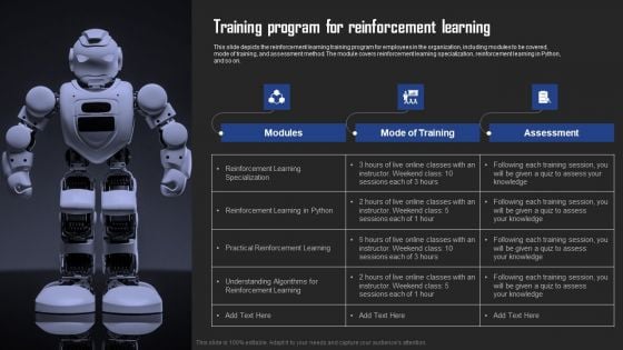 Types Of Reinforcement Learning In ML Training Program For Reinforcement Learning Diagrams PDF