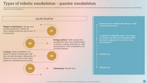 Types Of Robotic Exoskeleton Passive Exoskeleton Diagrams PDF