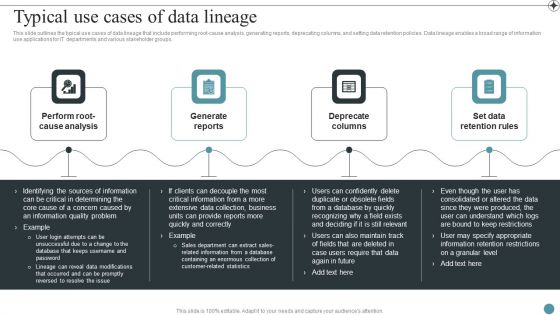 Typical Use Cases Of Data Lineage Deploying Data Lineage IT Mockup PDF