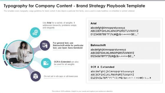 Typography For Company Content Brand Strategy Playbook Template Professional PDF