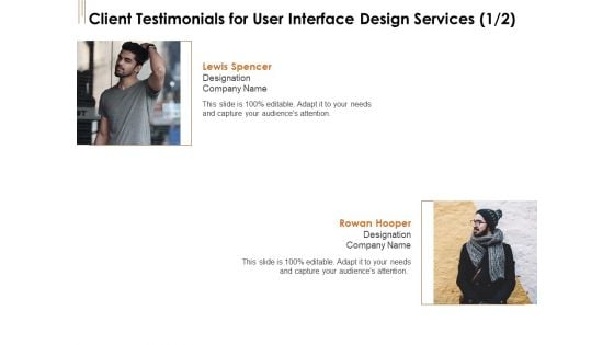 UI Software Design Client Testimonials For User Interface Design Services Ppt Pictures Styles PDF