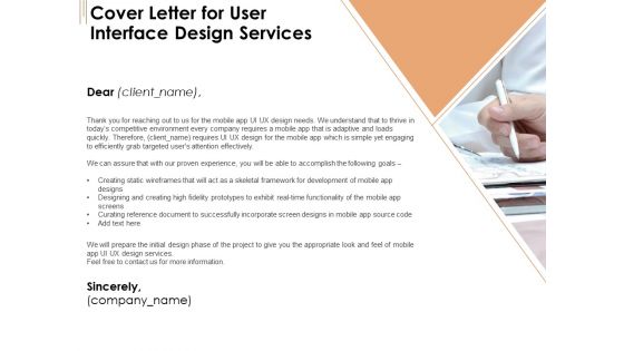 UI Software Design Cover Letter For User Interface Design Services Ppt Model Microsoft PDF