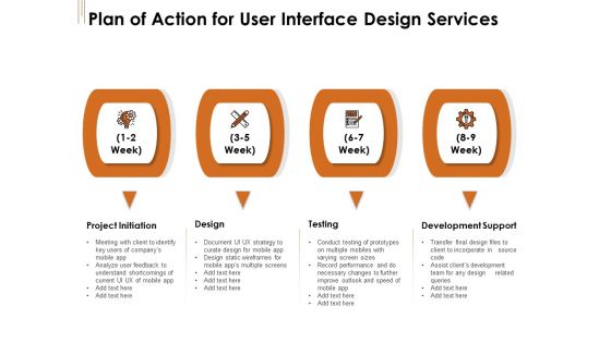 UI Software Design Plan Of Action For User Interface Design Services Ppt Ideas Slides PDF