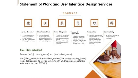 UI Software Design Statement Of Work And User Interface Design Services Ppt Inspiration Designs PDF