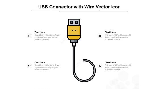 USB Connector With Wire Vector Icon Ppt PowerPoint Presentation Icon Influencers PDF