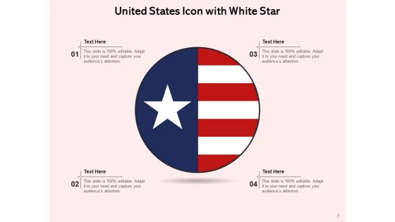 US Icon United States Flag Circular Design Ppt PowerPoint Presentation Complete Deck