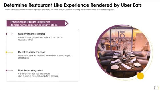 Uber Eats Investor Capital Funding Pitch Deck Determine Restaurant Like Experience Rendered By Uber Eats Professional PDF