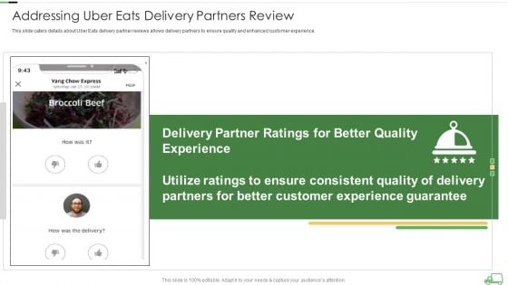 Uber Eats Venture Capitalist Financing Elevator Addressing Uber Eats Delivery Partners Review Summary PDF
