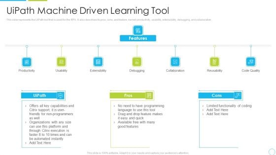 Uipath Machine Driven Learning Tool Ppt File Format Ideas PDF