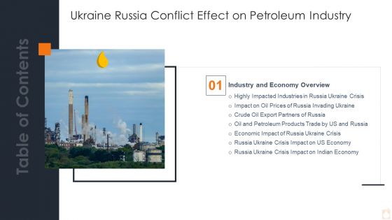Ukraine Russia Conflict Effect On Petroleum Industry Table Of Contents Structure PDF