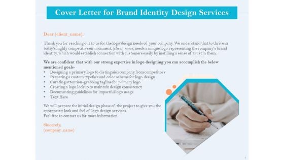 Ultimate Brand Creation Corporate Identity Cover Letter For Brand Identity Design Services Ppt Portfolio Aids PDF