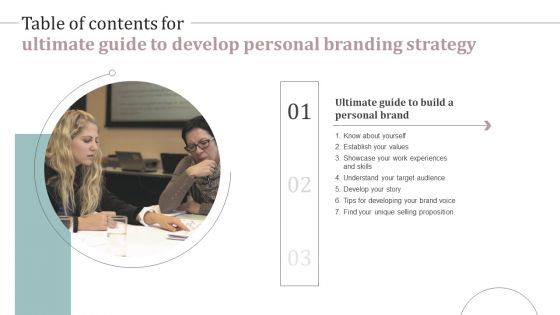 Ultimate Guide To Develop Personal Branding Strategy Table Of Contents Structure PDF