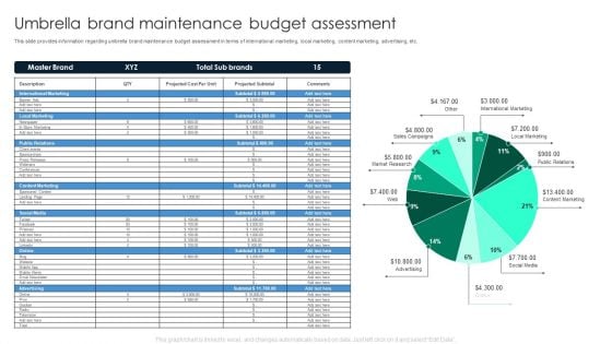 Umbrella Brand Maintenance Budget Assessment Clipart PDF