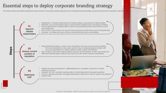 Umbrella Branding Measures To Boost Brand Awareness Essential Steps To Deploy Corporate Branding Strategy Brochure PDF