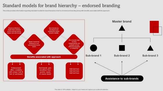 Umbrella Branding Measures To Boost Brand Awareness Standard Models For Brand Hierarchy Endorsed Branding Professional PDF