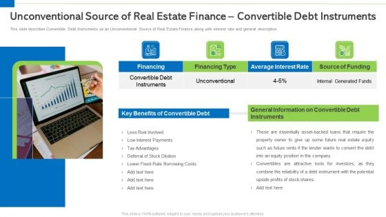 Unconventional Source Of Real Estate Finance Convertible Debt Instruments Infographics PDF