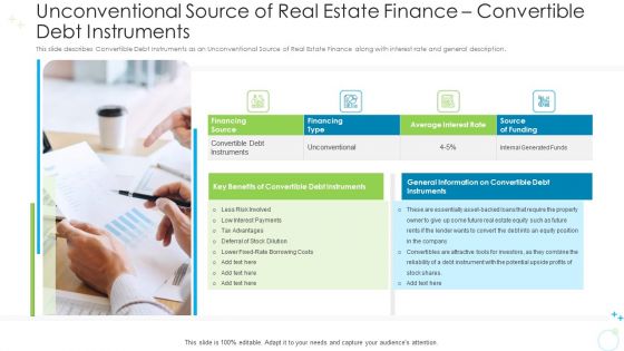 Unconventional Source Of Real Estate Finance Convertible Debt Instruments Ppt Visual Aids Pictures PDF