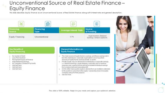 Unconventional Source Of Real Estate Finance Equity Finance Ppt Styles Backgrounds PDF