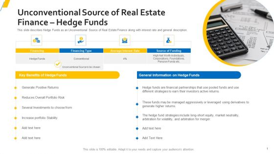 Unconventional Source Of Real Estate Finance Hedge Funds Inspiration PDF