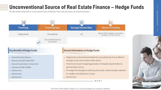 Unconventional Source Of Real Estate Finance Hedge Funds Ppt Inspiration Visuals PDF