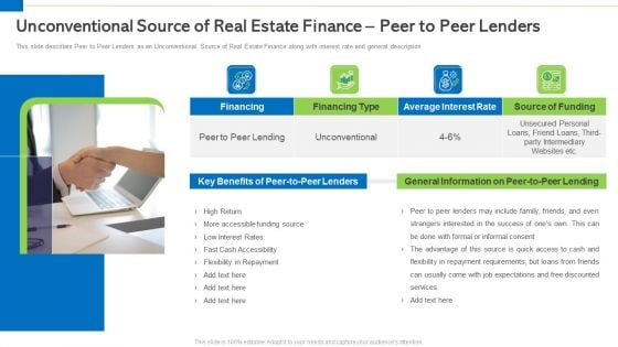 Unconventional Source Of Real Estate Finance Peer To Peer Lenders Formats PDF