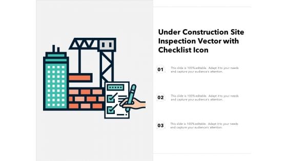 Under Construction Site Inspection Vector With Checklist Icon Ppt PowerPoint Presentation Gallery Topics PDF