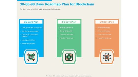 understanding blockchain basics use cases 30 60 90 days roadmap plan for blockchain background pdf