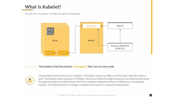 Understanding The Kubernetes Components Through Diagram What Is Kubelet Ppt Outline Graphics Template PDF