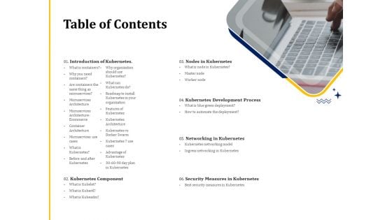 Understanding The Kubernetes Concepts And Architecture Table Of Contents Ppt Summary Inspiration PDF