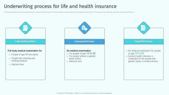 Underwriting Process For Life And Health Insurance Health And Property Insurance Company Profile Graphics PDF