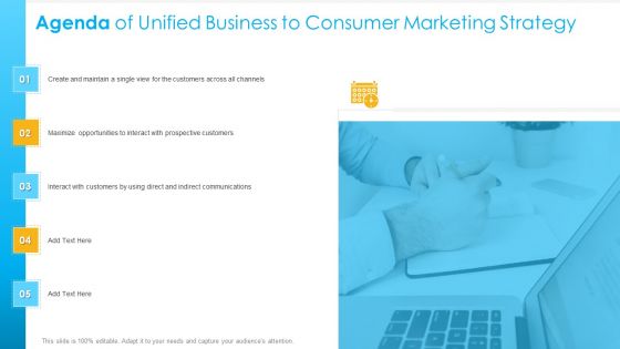 Unified Business Consumer Marketing Strategy Agenda Unified Business Consumer Marketing Strategy Mockup PDF