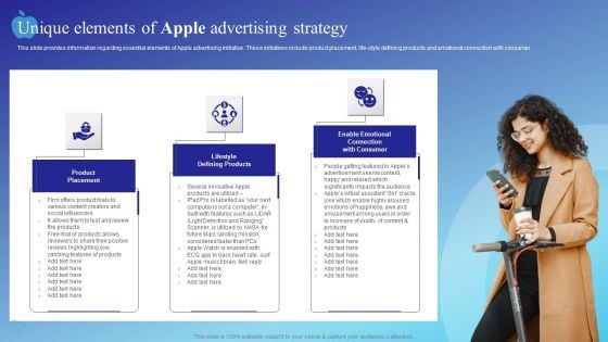 Unique Elements Of Apple Advertising Strategy Portrait PDF