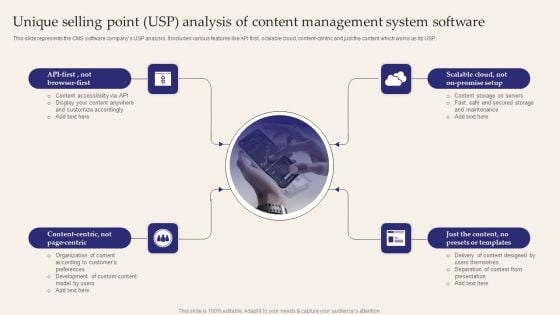 Unique Selling Point USP Analysis Of Content Management System Software Graphics PDF