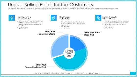 Unique Selling Points For The Customers Ppt Gallery Visual Aids PDF