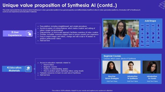 Unique Value Proposition Of Synthesia AI Formats PDF
