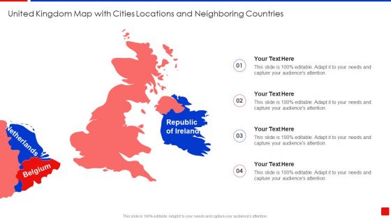 United Kingdom Map With Cities Locations And Neighboring Countries Template PDF