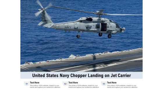 United States Navy Chopper Landing On Jet Carrier Ppt PowerPoint Presentation Summary Master Slide PDF