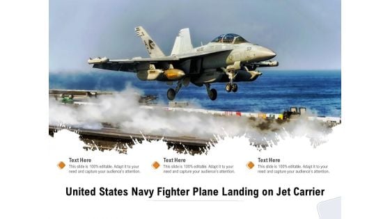 United States Navy Fighter Plane Landing On Jet Carrier Ppt PowerPoint Presentation Guide PDF