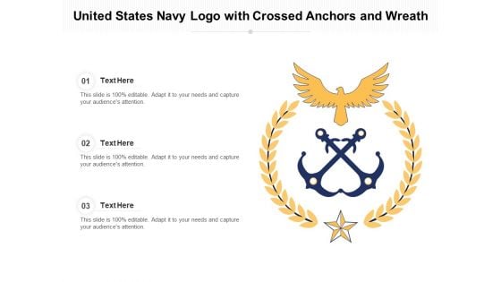 United States Navy Logo With Crossed Anchors And Wreath Ppt PowerPoint Presentation Ideas Display PDF