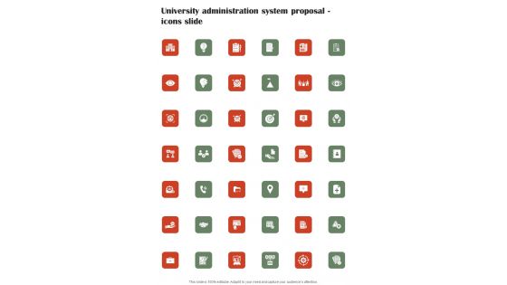 University Administration System Proposal Icons Slide One Pager Sample Example Document