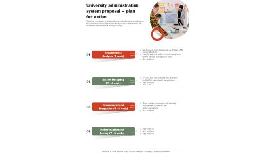 University Administration System Proposal Plan For Action One Pager Sample Example Document University Administration System Proposal Plan For Action One Pager Sample Example Document
