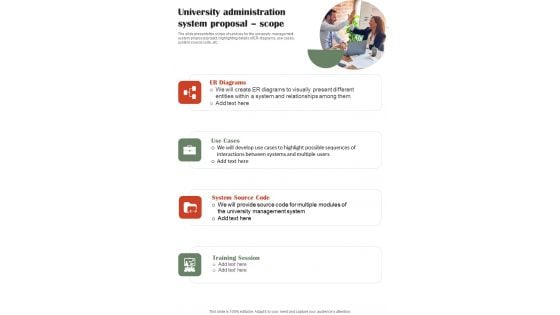 University Administration System Proposal Scope One Pager Sample Example Document