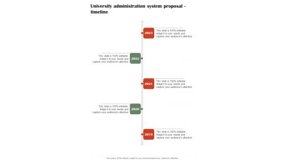 University Administration System Proposal Timeline One Pager Sample Example Document