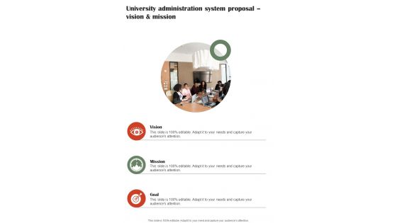 University Administration System Proposal Vision And Mission One Pager Sample Example Document