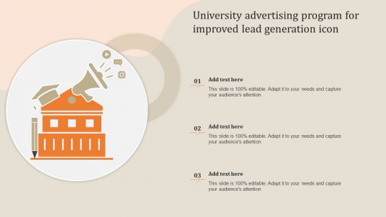 University Advertising Program For Improved Lead Generation Icon Template PDF