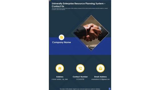 University Enterprise Resource Planning System Contact Us One Pager Sample Example Document